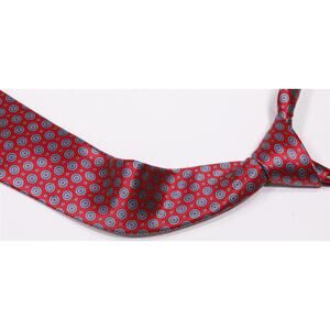 Sulka Red Blue Geometric Print Silk Handmade Necktie Tie